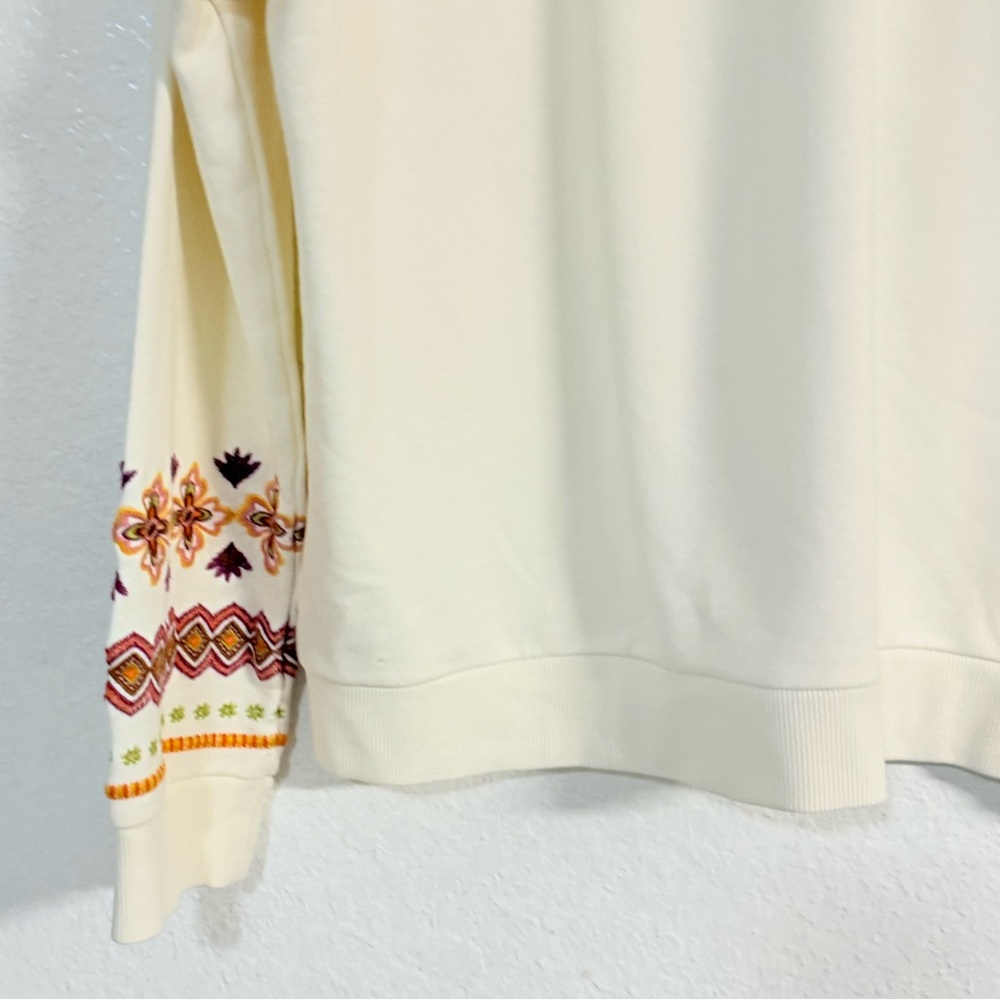 Driftwood Cotton Sweatshirt Zip Jacket Embroidered Teddy Hoodie Ivory size XL - Picture 11 of 14
